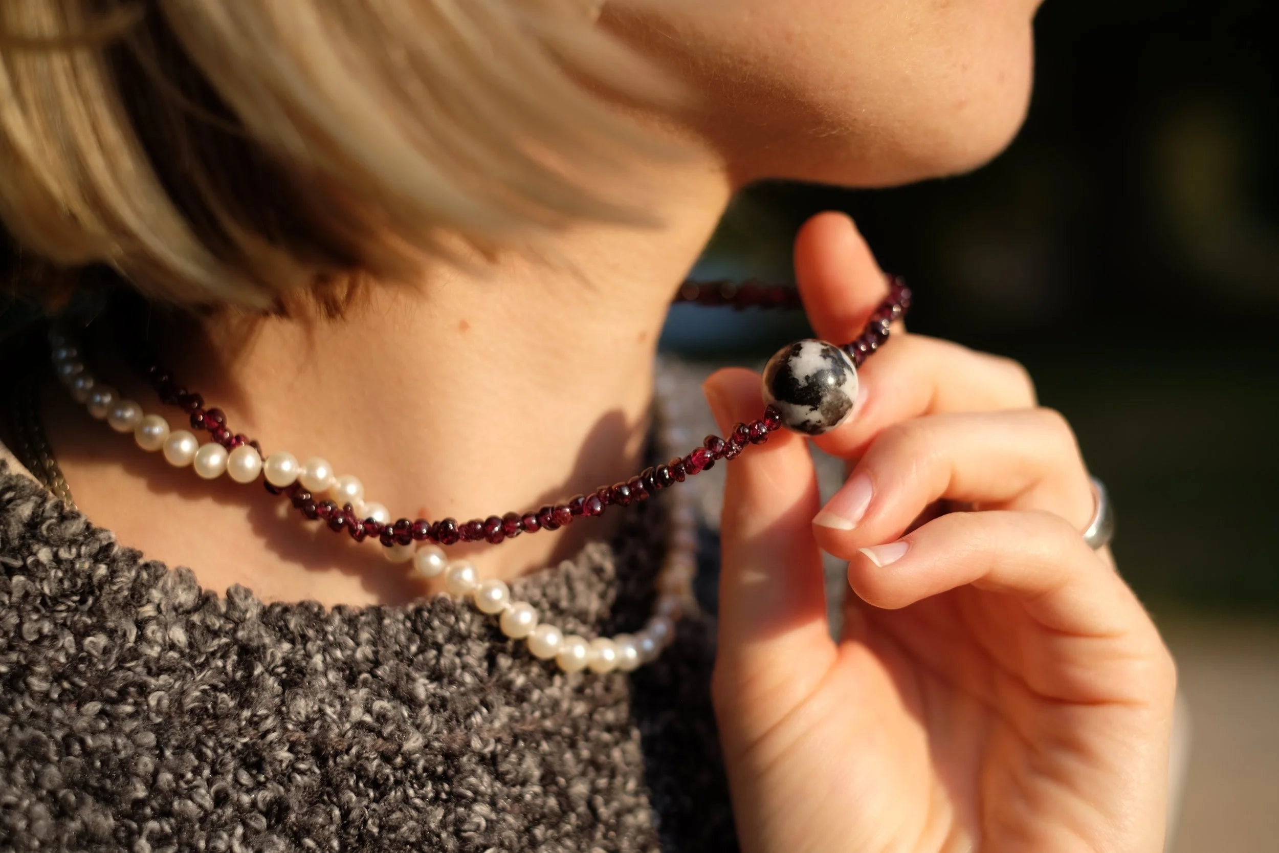 Granat und Zebra Jaspis